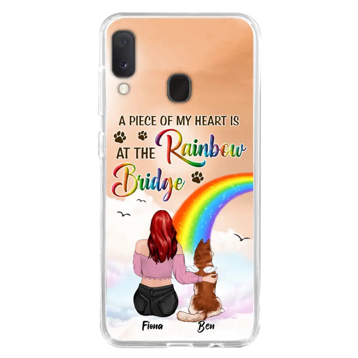 Custom Personalized Memorial Phone Case - Memorial Gift Idea for Dog/Cat Owners/Mother's Day - A Piece Of My Heart Is At The Rainbow Bridge - Case for iPhone/Samsung