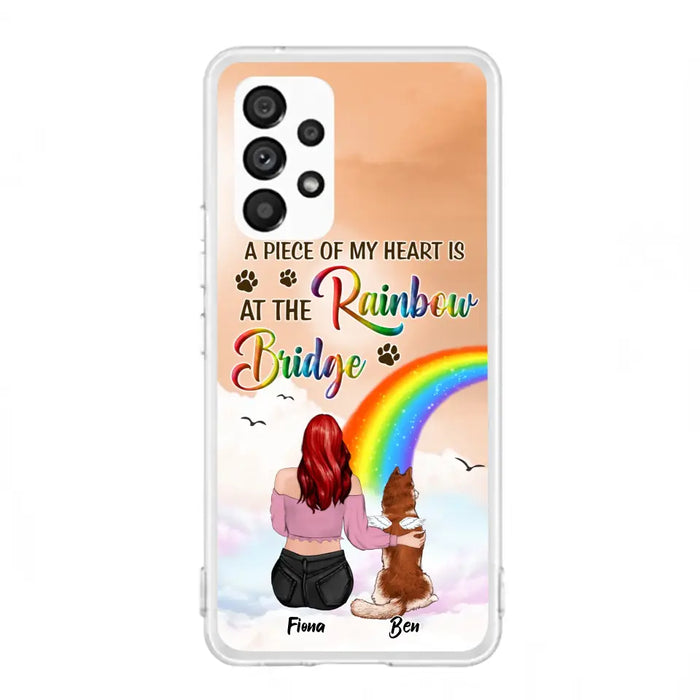 Custom Personalized Memorial Phone Case - Memorial Gift Idea for Dog/Cat Owners/Mother's Day - A Piece Of My Heart Is At The Rainbow Bridge - Case for iPhone/Samsung