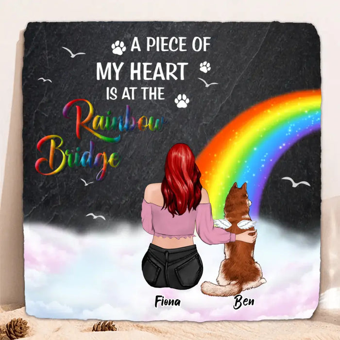 Custom Personalized Memorial Lithograph - Memorial Gift Idea for Dog/Cat Owners/Mother's Day - A Piece Of My Heart Is At The Rainbow Bridge