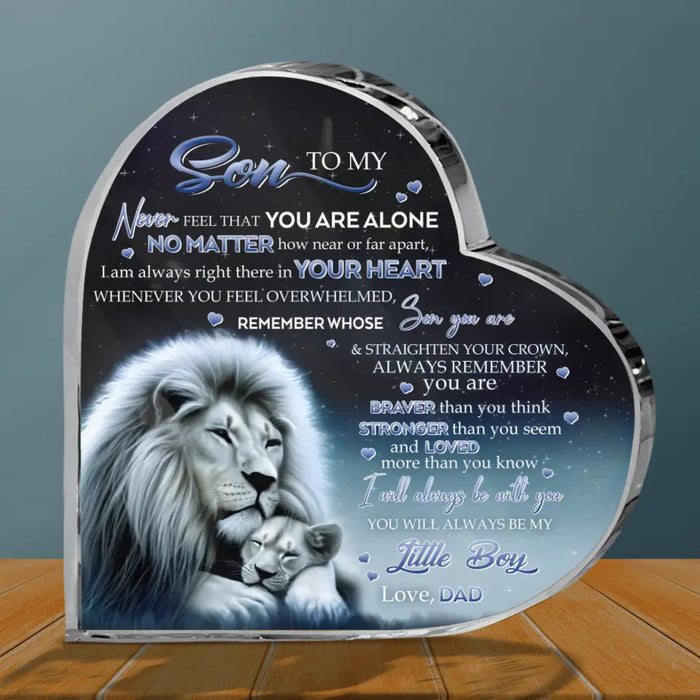 Custom Personalized To My Daughter/Son Lion Crystal Heart - Gift Idea For Daughter/Son From Dad - Never Feel That You Are Alone