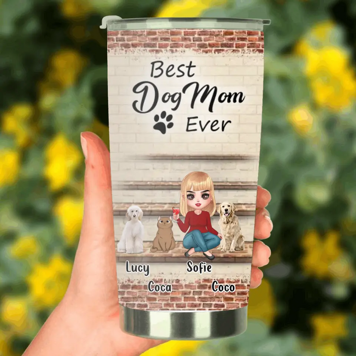 Custom Personalized Dog/Cat Mom Tumbler - Gift Idea For Dog/Cat Lovers/Mother's Day - Upto 3 Dogs/Cats - Best Dog Mom Ever