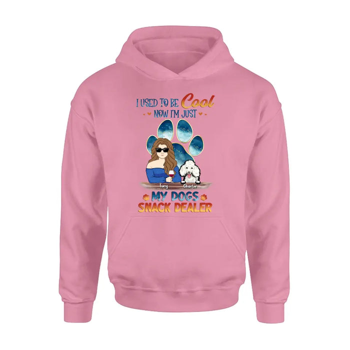 Custom Personalized Dog Mom Shirt/Hoodie - Upto 6 Dogs - Gift Idea For Mother's Day/ Birthday/Dog Lover - I Used To Be Cool Now I'm Just My Dogs Snack Dealer