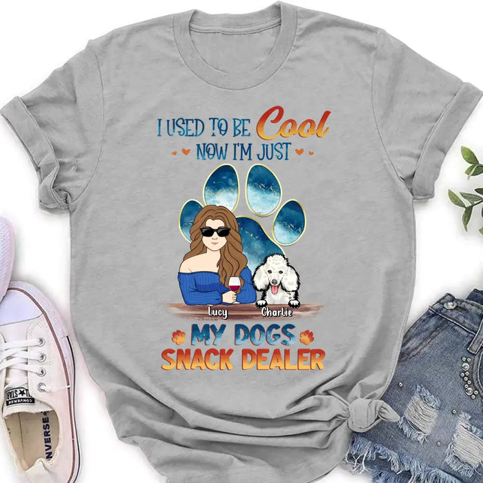 Custom Personalized Dog Mom Shirt/Hoodie - Upto 6 Dogs - Gift Idea For Mother's Day/ Birthday/Dog Lover - I Used To Be Cool Now I'm Just My Dogs Snack Dealer