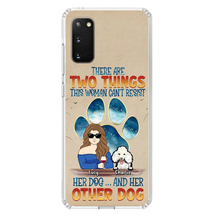 Custom Personalized Dog Mom Phone Case - Gift Idea For Dog Lovers/Mother's Day - Upto 6 Dogs - There Are Two Things This Woman Can't Resist Her Dog..And Her Other Dog - Cases For iPhone/ Samsung