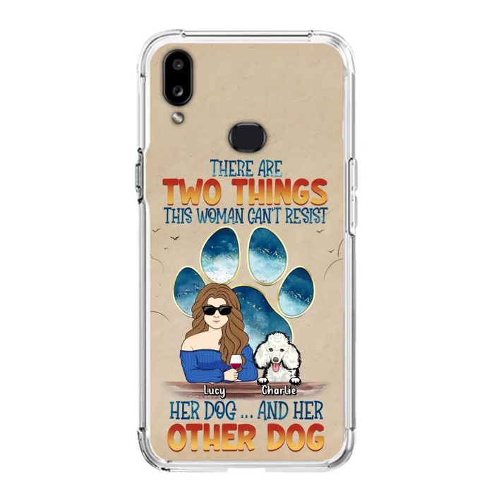 Custom Personalized Dog Mom Phone Case - Gift Idea For Dog Lovers/Mother's Day - Upto 6 Dogs - There Are Two Things This Woman Can't Resist Her Dog..And Her Other Dog - Cases For iPhone/ Samsung