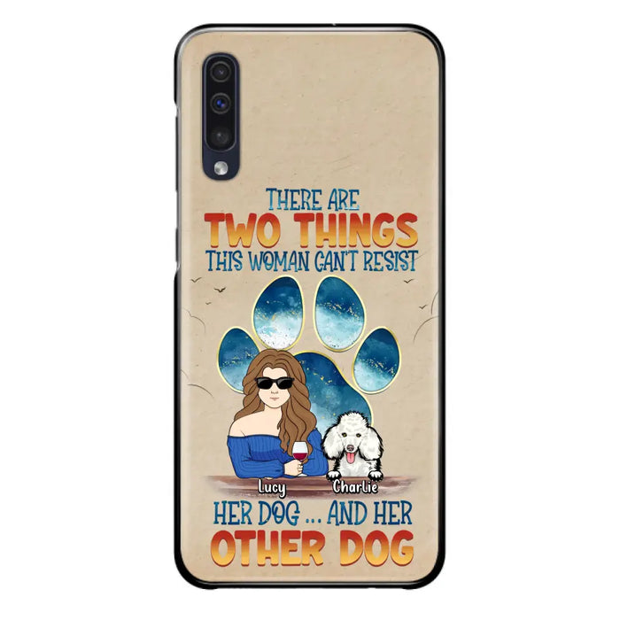 Custom Personalized Dog Mom Phone Case - Gift Idea For Dog Lovers/Mother's Day - Upto 6 Dogs - There Are Two Things This Woman Can't Resist Her Dog..And Her Other Dog - Cases For iPhone/ Samsung