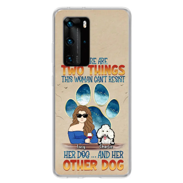 Custom Personalized Dog Mom Phone Case - Gift Idea For Dog Lovers/Mother's Day - Upto 6 Dogs - There Are Two Things This Woman Can't Resist Her Dog..And Her Other Dog - Cases For Xiaomi/ Oppo/ Huawei