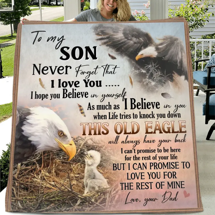 To My Son Single Layer Fleece/ Quilt Blanket - Gift Idea From Mom/ Dad To Son, Birthday Gift - To My Son Never Forget That I Love You