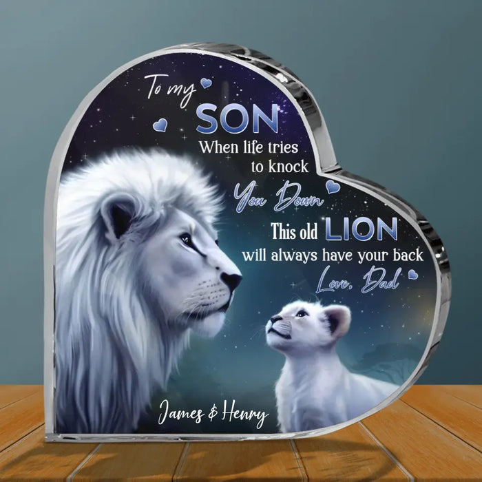 Custom Personalized To My Daughter/Son Lion Crystal Heart - Gift Idea For Daughter/Son From Dad - When Life Tries To Knock You Down