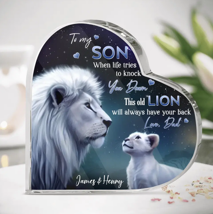 Custom Personalized To My Daughter/Son Lion Crystal Heart - Gift Idea For Daughter/Son From Dad - When Life Tries To Knock You Down