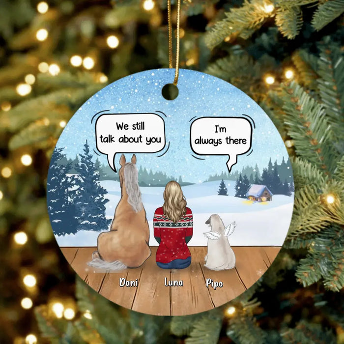 Custom Personalized Horse Dog Ornament - Man/ Woman With Upto 5 Horses/ Dogs - Best Gift For Dog/ Horse Lover