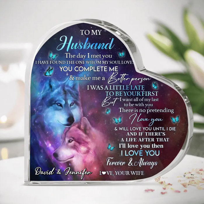 To My Husband Crystal Heart - Gift Idea From Wife To Husband, Birthday Gift - I Love You Forever & Always