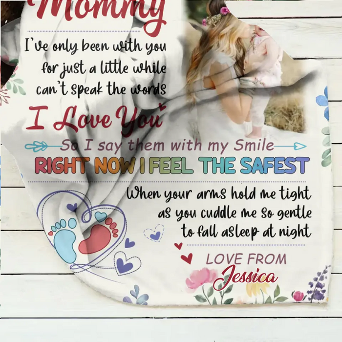 Custom Photo First Mother's Day Quilt/Single Layer Fleece Blanket - Gift Idea For Mom/Mother's Day - To My Mommy