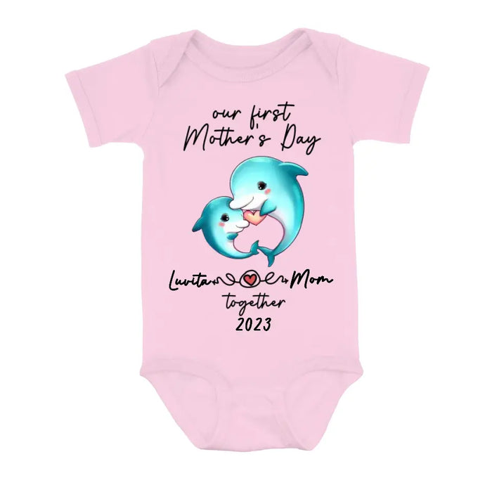 Custom Personalized Baby Onesie/T-Shirt - Mother's Day Gift Idea For Baby/Mom - Our First Mother's Day Together 2023