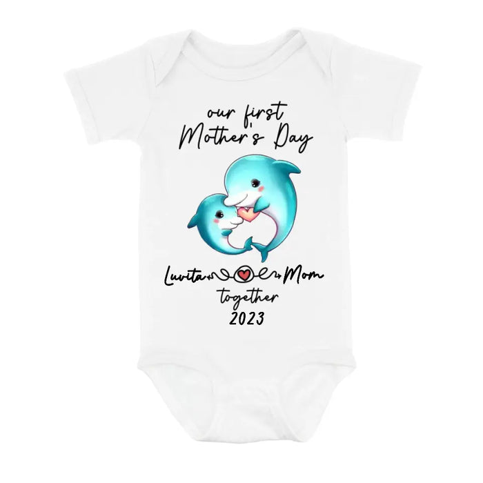 Custom Personalized Baby Onesie/T-Shirt - Mother's Day Gift Idea For Baby/Mom - Our First Mother's Day Together 2023