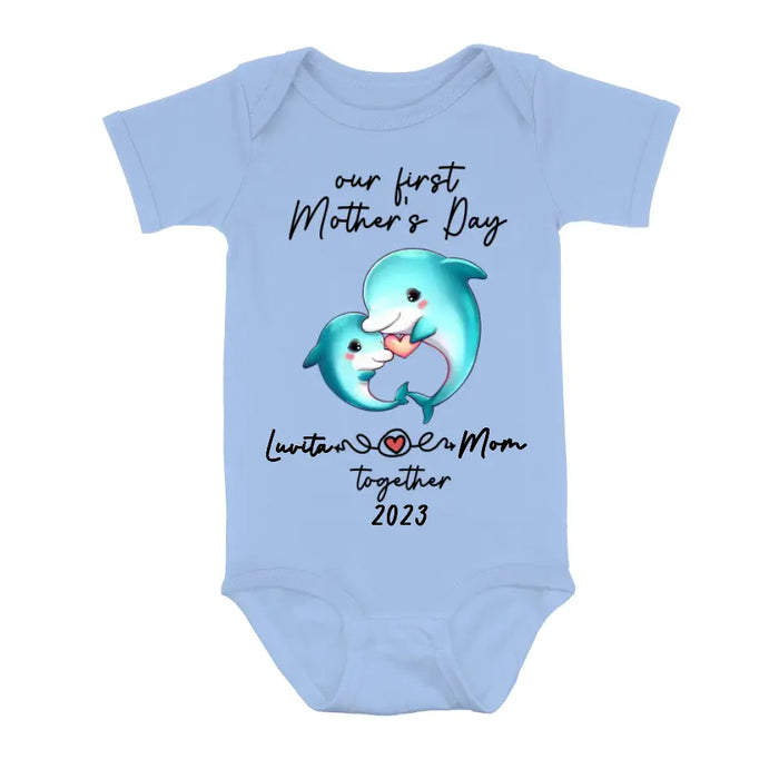 Custom Personalized Baby Onesie/T-Shirt - Mother's Day Gift Idea For Baby/Mom - Our First Mother's Day Together 2023