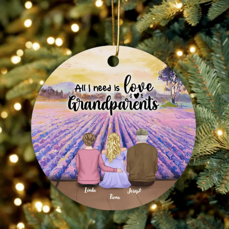Personalized Grandparents Ornament - Up to 4 Pets - Best Gift From Grandkids To Grandparents - Grandparent's Love Will Never Grow Old - D8FYGD