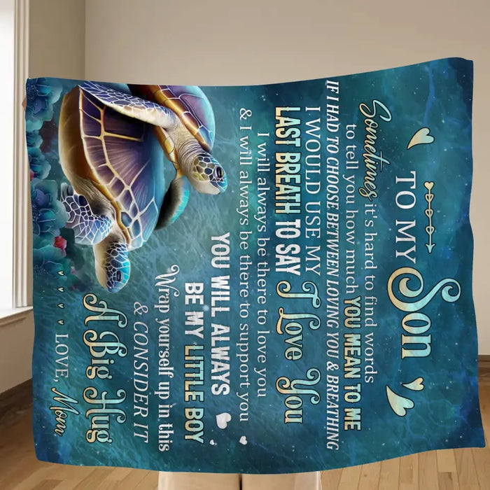 To My Son/Daughter Single Layer Fleece/ Quilt - Gift Idea From Mom To Son/Daughter, Birthday Gift - Wrap Yourself Up In This & Consider It A Big Hug