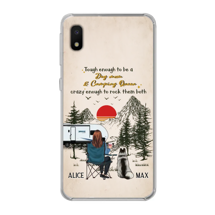 Custom Personalized Dog Mom Phone Case - Upto 4 Dogs - Mother's Day Gift Idea Dog/Camping Lovers - Tough Enough To Be A Dog Mom And Camping Queen Crazy Enough To Rock Them Both - Case For iPhone/Samsung