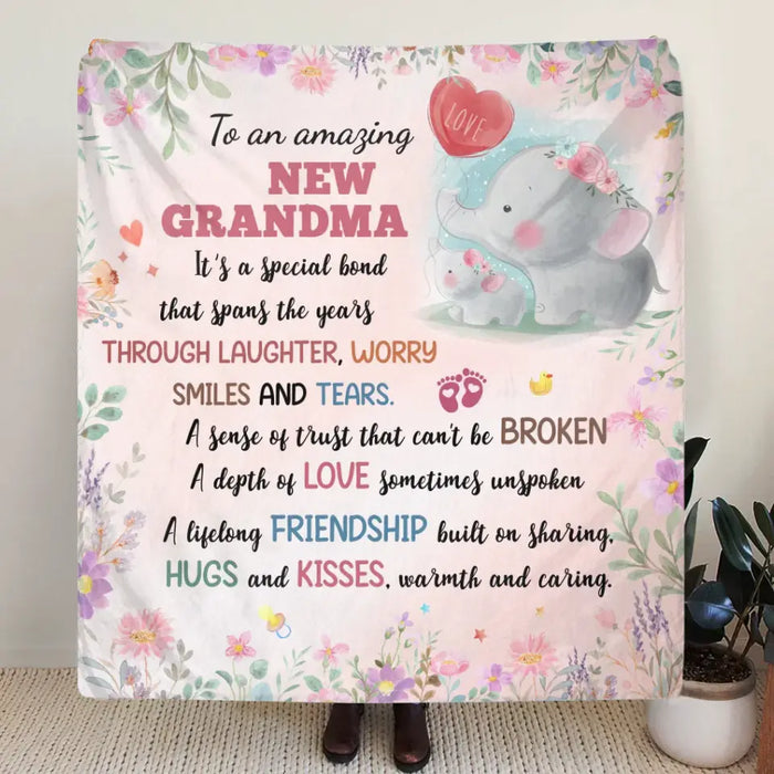 Custom Personalized New Grandma Single Layer Fleece/ Quilt Blanket - Mother's Day Gift Idea for Grandma - To An Amazing New Grandma