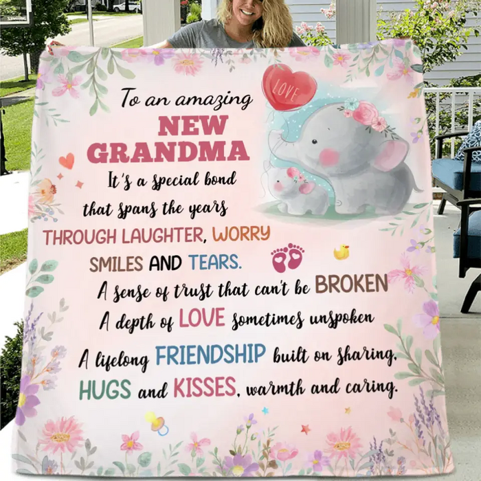 Custom Personalized New Grandma Single Layer Fleece/ Quilt Blanket - Mother's Day Gift Idea for Grandma - To An Amazing New Grandma