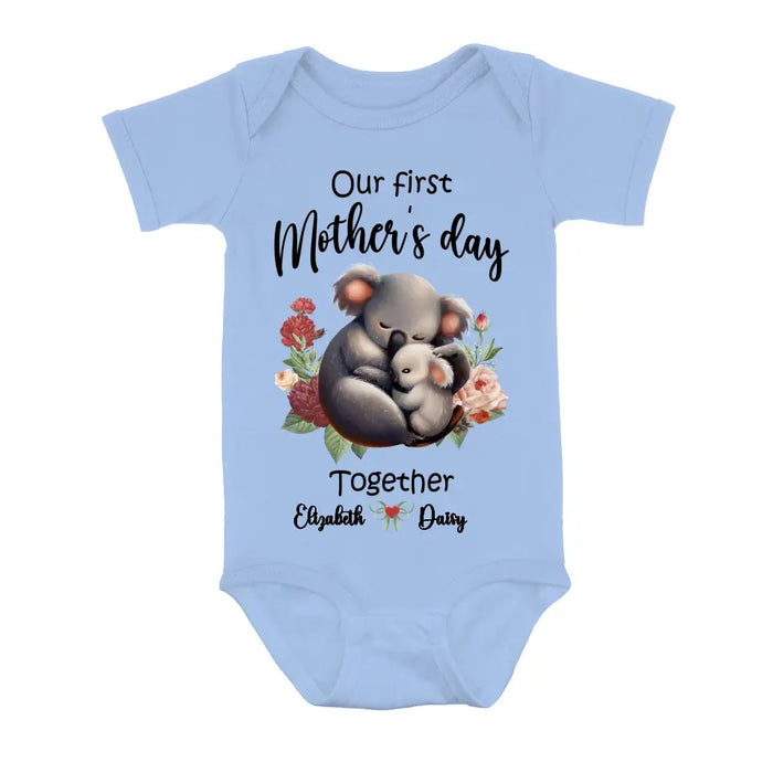 Custom Personalized Koala Baby Onesie/T-Shirt - Gift Idea for Baby/Mother's Day - Our First Mother's Day Together