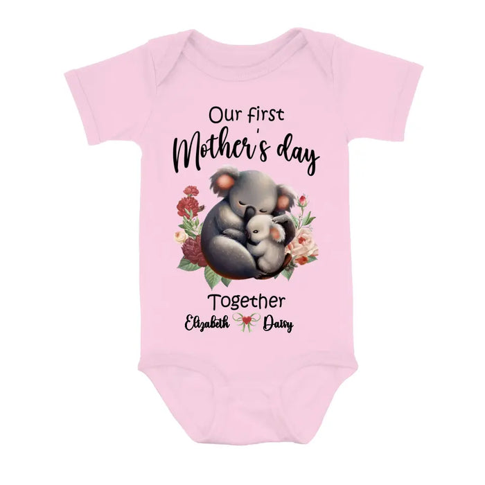 Custom Personalized Koala Baby Onesie/T-Shirt - Gift Idea for Baby/Mother's Day - Our First Mother's Day Together