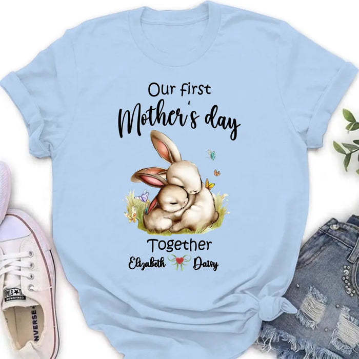 Custom Personalized Rabbit Baby Onesie/T-Shirt - Gift Idea for Baby/Mother's Day - Our First Mother's Day Together