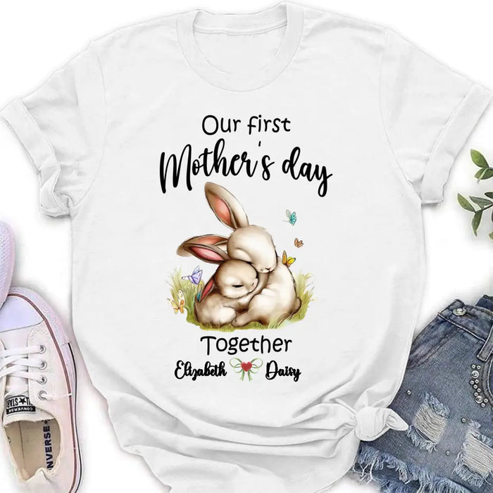 Custom Personalized Rabbit Baby Onesie/T-Shirt - Gift Idea for Baby/Mother's Day - Our First Mother's Day Together