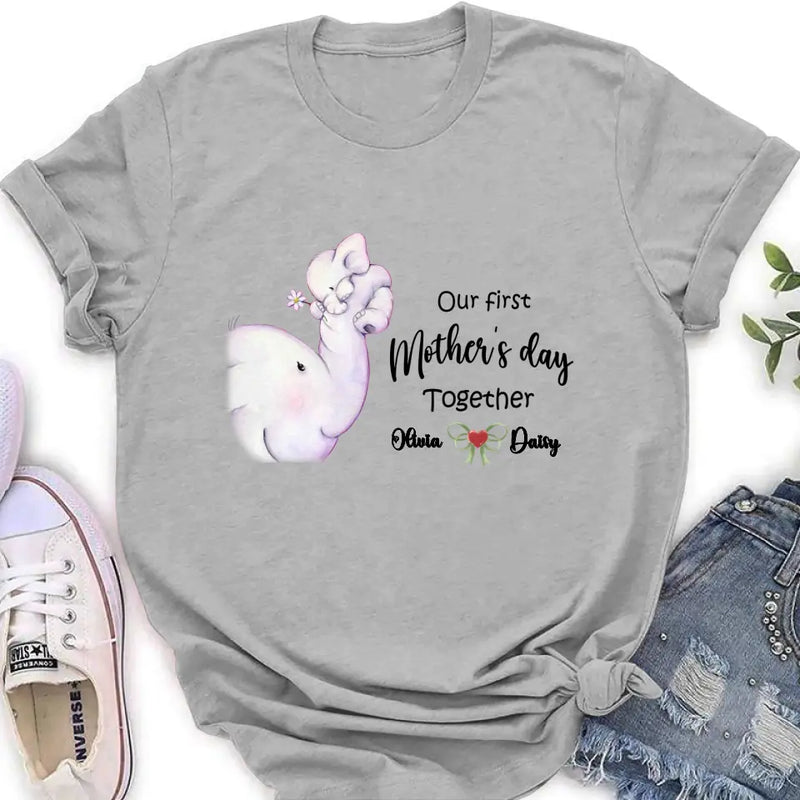Personalized Elephant Baby Onesie/T-Shirt - Gift Idea for Baby/Mother's Day - Our First Mother's Day Together