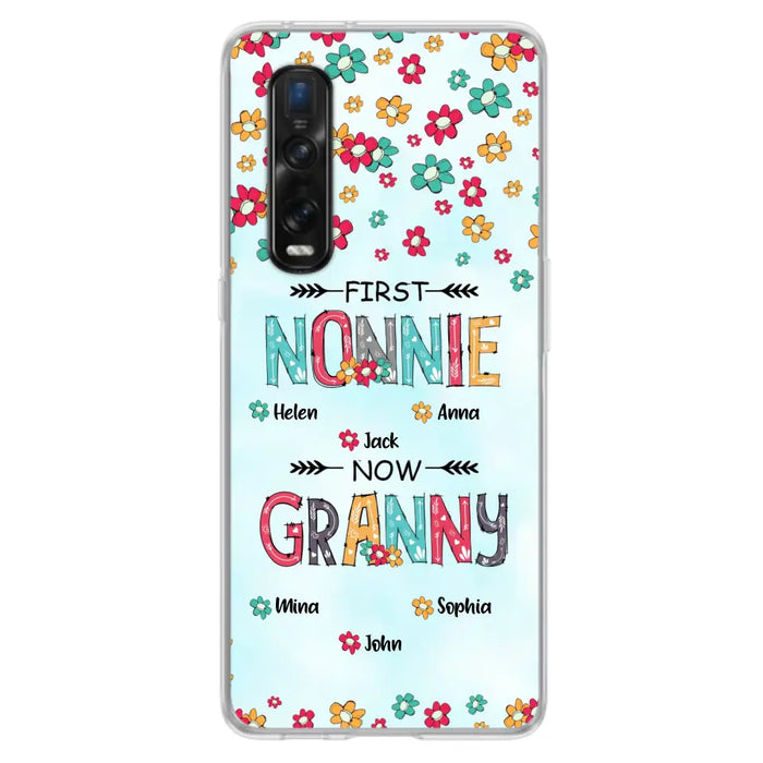 Custom Personalized Grandma Phone Case - Upto 4 Kids And 8 Grandkids - Mother's Day Gift Idea for Grandma - First Mom Now Nana Kid And Grandkids Flower Pattern - Cases For Xiaomi/ Oppo/ Huawei