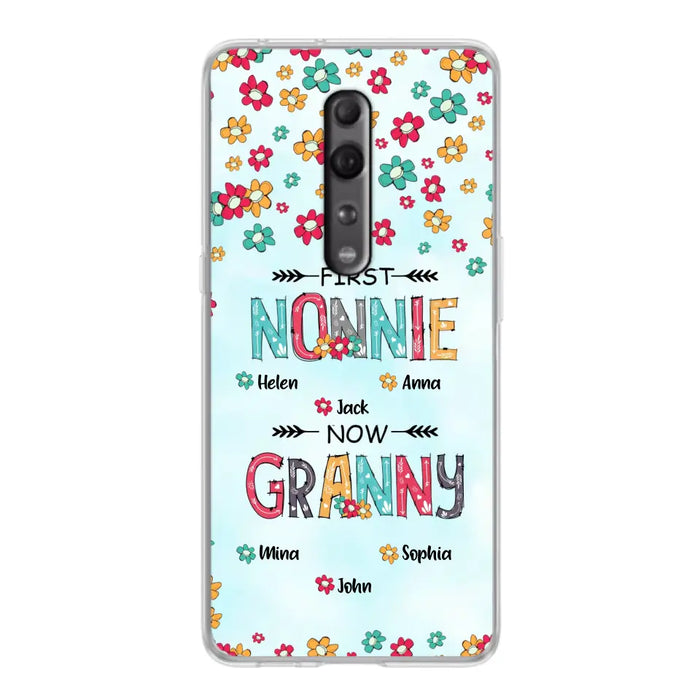 Custom Personalized Grandma Phone Case - Upto 4 Kids And 8 Grandkids - Mother's Day Gift Idea for Grandma - First Mom Now Nana Kid And Grandkids Flower Pattern - Cases For Xiaomi/ Oppo/ Huawei