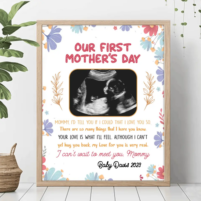 Personalized Mother's Day Vertical Poster - Upload Photo - I Can't Wait To Meet You, Mommy