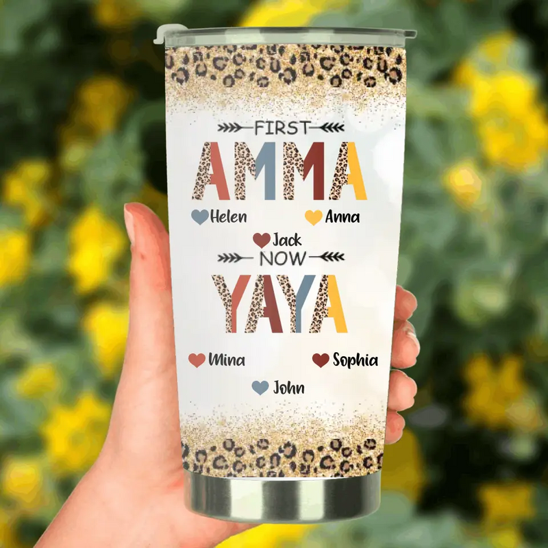 Personalized Grandma Tumbler - Up to 4 Kids And 8 Grandkids - Mother's Day Gift Idea for Grandma - First Mom Now Nana Kid And Grandkids