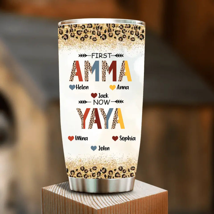 Personalized Grandma Tumbler - Upto 4 Kids And 8 Grandkids - Mother's Day Gift Idea for Grandma - First Mom Now Nana Kid And Grandkids