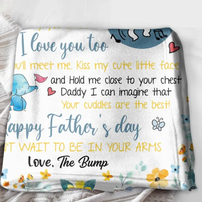 Custom Personalized Dear Daddy Quilt/ Single Layer Fleece Blanket - Gift Idea For Father's Day - Dear Daddy Very Soon My Life Will Start