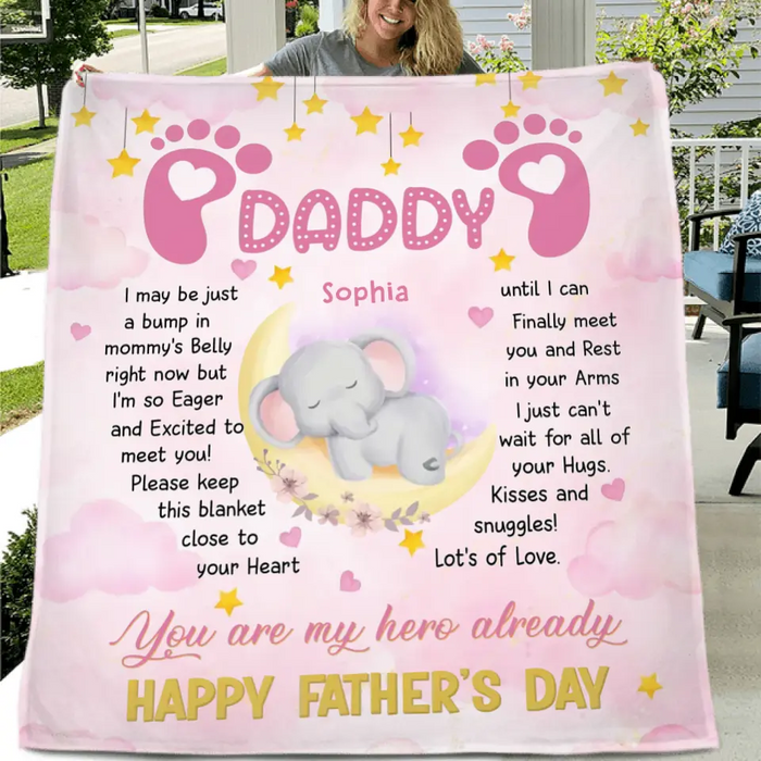 Personalized Father's Day Quilt/ Single Layer Fleece Blanket - Gift Idea For Father's Day 2023 - You Are My Hero Already