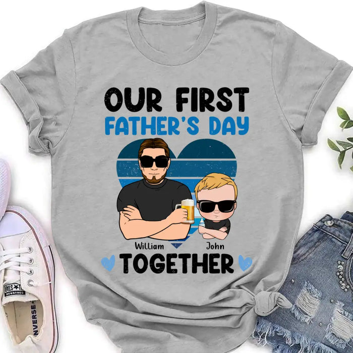 Custom Personalized Dad And Daughter/Son Shirt/ Hoodie -  Gift Idea For Father's Day - Our First Father's Day Together