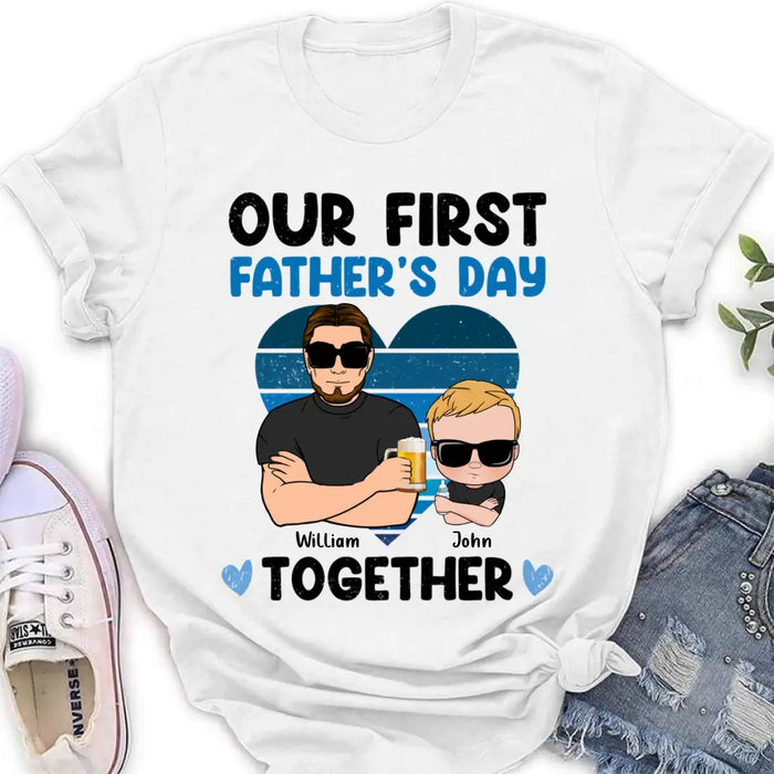 Custom Personalized Dad And Daughter/Son Shirt/ Hoodie -  Gift Idea For Father's Day - Our First Father's Day Together