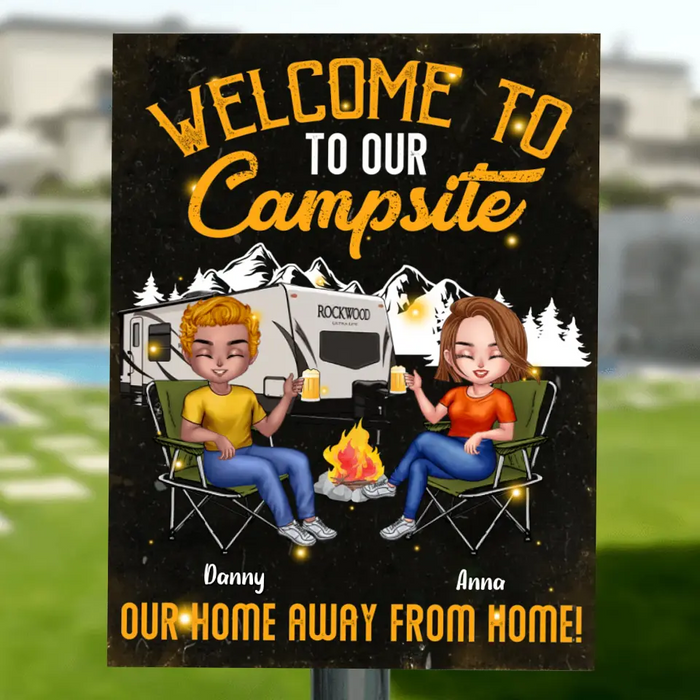 Custom Personalized Couple Camping Metal Sign - Gift Idea For Couple/ Camping Lover - Welcome To Our Campsite Our Home Away From Home