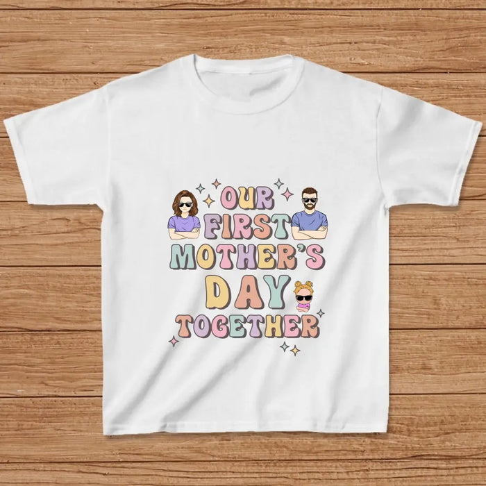 Custom Personalized Family Baby Onesie/Kid T-Shirt/T-Shirt - Upto 3 Children - Gift Idea for Family/Mother's Day - Our First Mother's Day Together