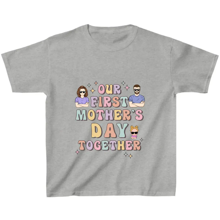 Custom Personalized Family Baby Onesie/Kid T-Shirt/T-Shirt - Upto 3 Children - Gift Idea for Family/Mother's Day - Our First Mother's Day Together