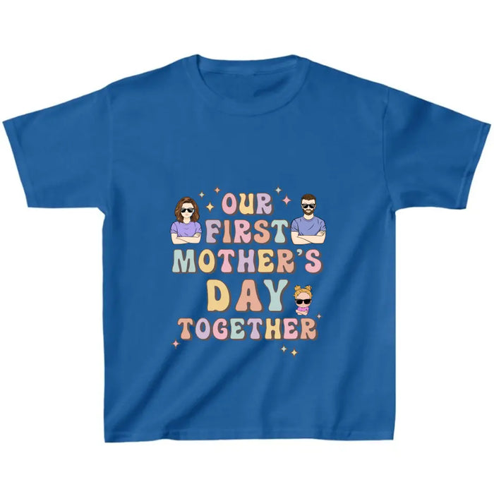 Custom Personalized Family Baby Onesie/Kid T-Shirt/T-Shirt - Upto 3 Children - Gift Idea for Family/Mother's Day - Our First Mother's Day Together