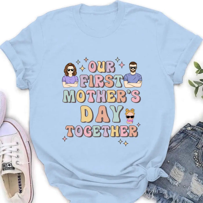 Custom Personalized Family Baby Onesie/Kid T-Shirt/T-Shirt - Upto 3 Children - Gift Idea for Family/Mother's Day - Our First Mother's Day Together