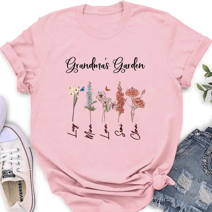 Personalized Grandma's Garden Shirt/Hoodie - Gift Idea For Grandma - Up to 5 Flowers - Grandma's Garden