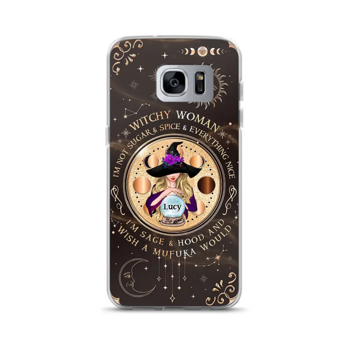 Custom Personalized Witchy Woman Phone Case - Gift Idea For Witch/ Friends/ Birthday/ Halloween Day - I'm Not Sugar & Spice & Everything Nice - Case For iPhone/Samsung