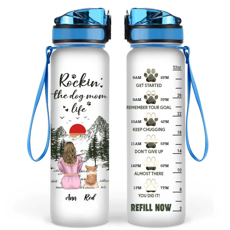 Personalized Dog Mom Tracker Bottle - Up to 4 Dogs - Mother's Day Gift Idea Dog Lovers - Rokin' The Dog Mom Life