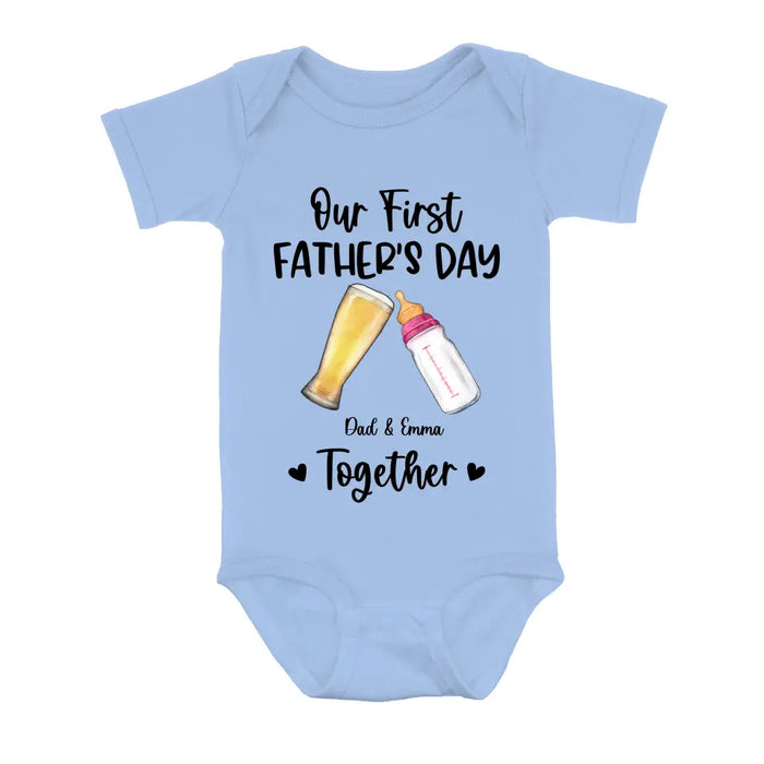 Custom Personalized Baby Onesie/T-Shirt - Father's Day Gift Idea For Baby/Dad - Our First Father's Day Together