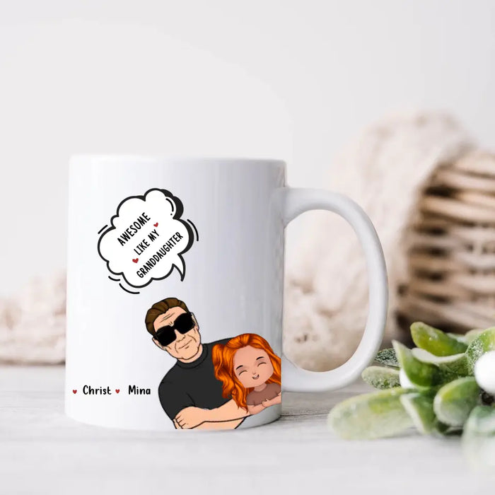 Custom Personalized Grandpa Coffee Mug - Up to 3 Granddaughters - Father's Day Gift for Grandpa - Awesome Like My Granddaughter