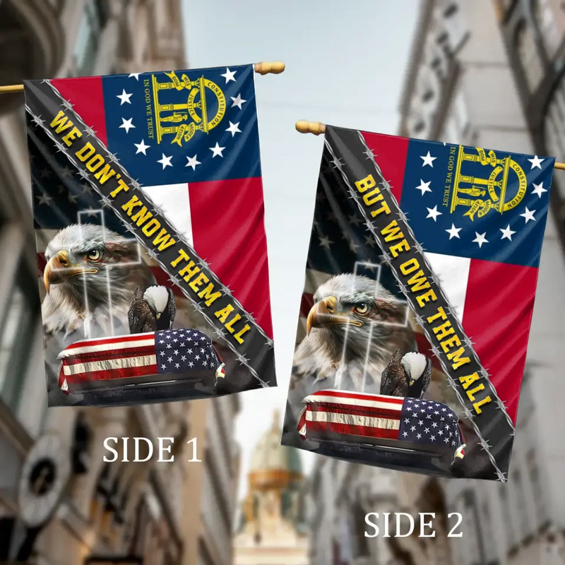Personalized Memorial Day 2 Sides Flag Sign  - Memorial Day/Independence Day Gift Idea - We Don't Know Them All But We Owe Them All
